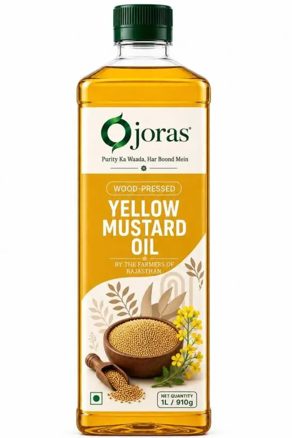 OJORAS Traditional Wooden Kolhu Yellow Mustard Oil – 500 ML
